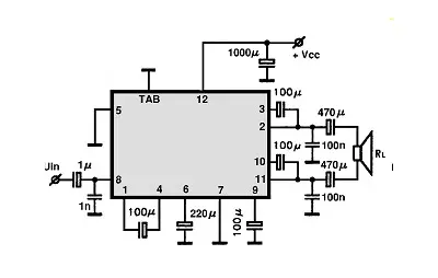 LA4180 BTL electronic component with associated schematic circuit diagram